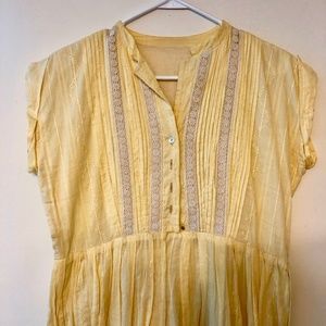 VINTAGE Yellow '50s dress with pleats in Cotton